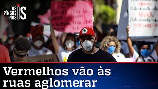 Esquerda abandona o 'fique em casa' e faz aglomeração do bem contra Bolsonaro