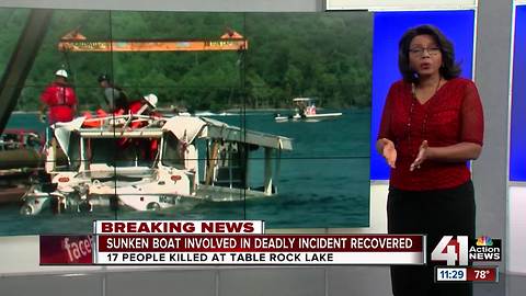 Sunken duck boat recovered from Table Rock Lake