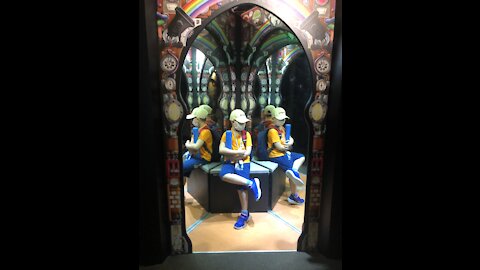 Funny boy is so excited in the Mirror Maze