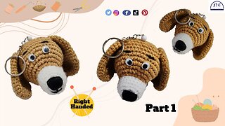 How to make a crochet dog keychain - Amigurumi dog ( Right Handed ) with the pattern