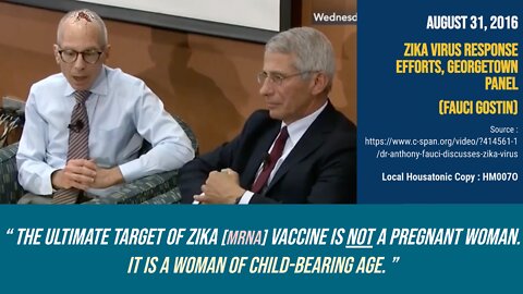 2016(Aug 31) Zika Virus Response; Fauci: "The [mRNA] vaccine target is a woman of child-bearing age"