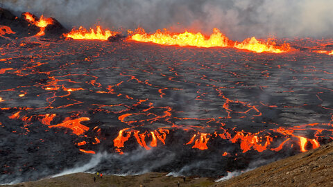 Iceland Erupts Again - Iceland Volcano Eruption 4K - Fagradalsfjall Volcano with sound