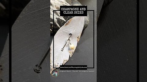 CHAMPAGNE AND CLEAR SKIES, 4 inch, leather feather scarf pin