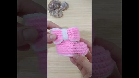 How To Crochet A Baby Bootie #shorts