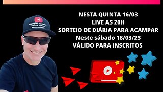 🔴LIVE 20H - SORTEIO DE UMA DIÁRIA PARA ACAMPAR - SOMENTE PARA INSCRITOS DO CANAL #tendeuecoisarada