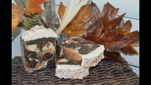 Fall Soap Series Part 7 - Fall Soap #6-Pumpkin Frappuccino Coffee Cold Process Soap Making & Cutting