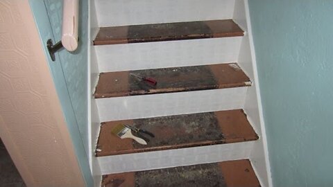 Facing Old Stair Risers with Textured Wallpaper