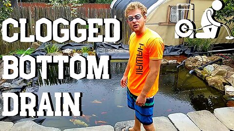 Koi pond bottom drain clogged (Unclogging koi pond retro bottom drain)