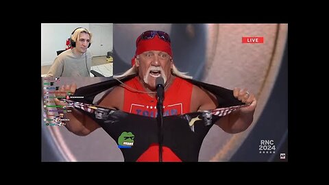 xQc reacts to Hulk Hogan Ripping his Shirt Off for Donald Trump Speech