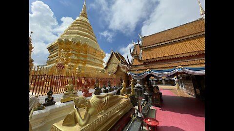 Gold temple on the mountain Wat Phra That Doi Suthep - Chaing Mai Thailand