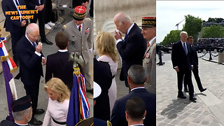 Fragile Biden shuffles in Paris.