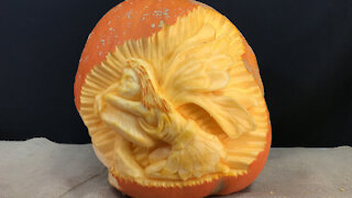 Squashcarver 'Forest Fairy' pumpkin sculpture time-lapse