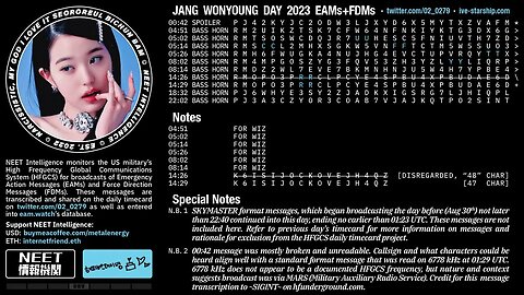 August 31 2023 Emergency Action Messages – US HFGCS EAMs + FDMs + SKYMASTER Messages (see Notes)