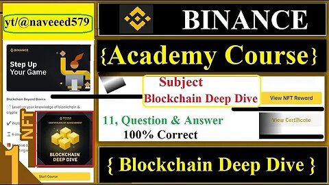 Get Free NFT & Certificate || Blockchain Deep Dive || Binance Academy Course Quiz Answers Part 1