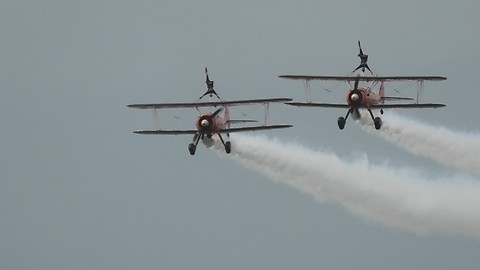 Awesome Wing-Walkers Perform Brave Stunts During Airshow