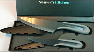 Black Ceramic Kitchen Knife Set (Chef Knife & Paring Knife) by Vesper's Kitchen