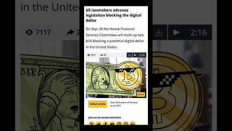 US Lawmakers Advance Legislation Blocking The Digital Dollar #shorts #cryptonews