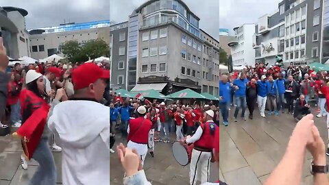 Albanian Fans Snap Spaghetti in Front of Italian Fans