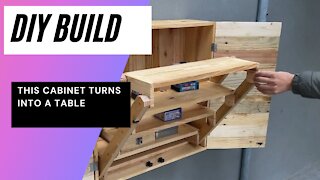 Heres how to build a Cabinet that turns into a Table Creative and Unique Woodworking Project