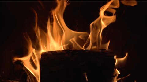 Fireplace with one big log 1 Hour Relaxing Full HD Video - Nature Sounds