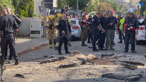 Aftermath of strike in Holon on the outskirts of Tel Aviv