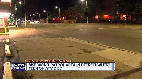 MSP won't patrol Detroit area where teen on ATV died