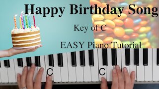 Happy Birthday Song (Key of C)//EASY Piano Tutorial