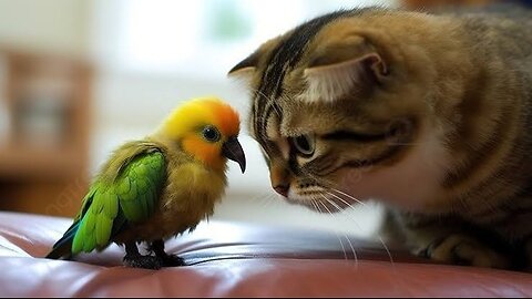 Cat and parrot funny videos 😂