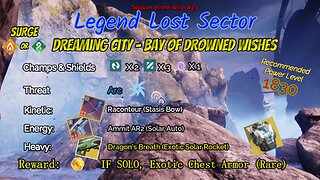 Destiny 2 Legend Lost Sector: Dreaming City - Bay of Drowned Wishes on my Solar Titan 12-21-23