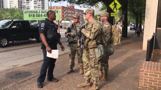 Military and police downtown Tulsa