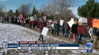 Teachers continue to picket on Day 3 of Denver teachers' strike as sides work towards deal