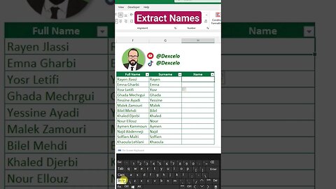 Extract Names in Excel #microsoftexcel #excelsolutions #office #excel #learnexcel #exceldata