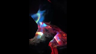 Check out the crazy colors of this campfire!!!