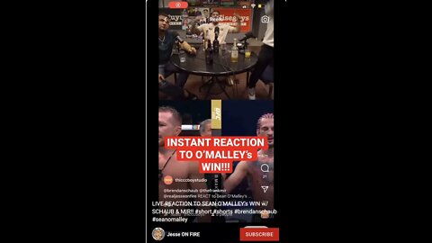 LIVE REACTION TO SEAN O’MALLEY’s WIN w/ SCHAUB & MIR!! #short #shorts #brendanschaub #seanomalley