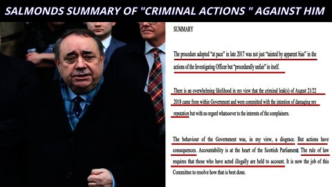 Alex Salmond's Summary Of The Targeted Campaign Against Him By Nicola Sturgeon & The SNP