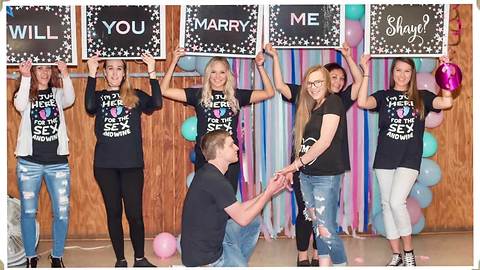 Gender reveal ends with surprise marriage proposal