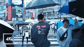 Walking in the Rain Shibuya, Tokyo, Japan, Walk and City Sounds