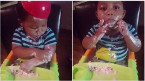 Este bebê gosta de iogurte de qualquer jeito