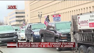 In-vehicle protest against expanded stay-at-home order held in Lansing
