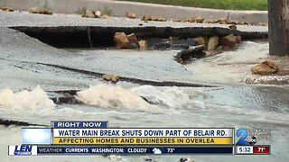 12 inch water main break on Belair Road leaves 80 customers without water