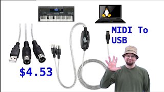 MIDI to USB Interface Cable Adapter for Keyboard Electronic Drum Music Create Review - US $4.53