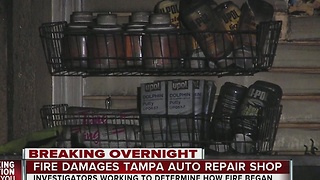 Fire damages Tampa auto repair shop