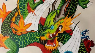Traditional Japanese Dragon Drawing