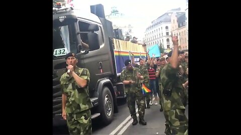 💩Sweden's Supreme Commander sings Elvis Presley at EuroPride & Military Pride parade Stockholm 2022