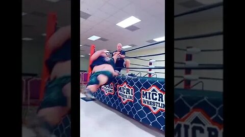Andrew was practicing how to fall out from the top rope but then #prowrestling