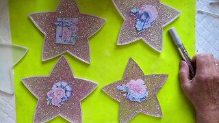 WOW pretty Pink star glittery coasters