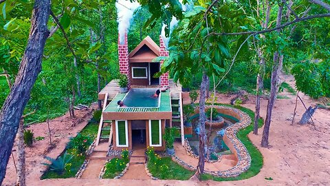 Build Swimming Pool On Beautiful House And Fish Pond ,Flower Garden