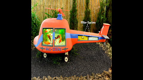 Only with cement and sand, we can make unique aquarium helicopter