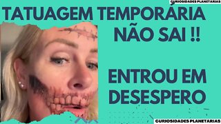 MULHER FICA NERVOSA E TRANSTORNADA AO NOTAR QUE TATUAGEM FALSA NÃO SAI ! #curiosidades