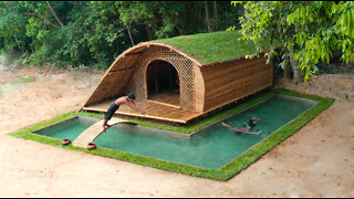 Building Underground Villa With Grass Roof And Build Tunnel Swimming Pool